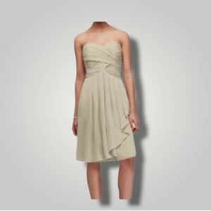 Davids Bridal Size 16 Silver Strapless Short Ribbon Wrap Halter Chiffon Dress